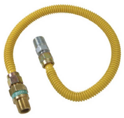 Gas Connector, Coated Stainless Steel, 36-In., 3/8-In. I.D., 1/2-In. O.D.
