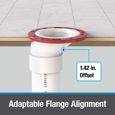 Level Fit Offset Closet Flange, 3 To 4 Inch With Metal Ring