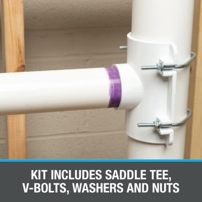 Schedule 40 Drain Waste Vent Polyvinyl Chloride Saddle Tee Pipe Kit 4 Inch by 2 Inch