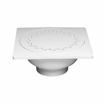 Schedule 40 DWV PVC Drain Pipe Bell Trap, Hinged Cover, 9 x 9 In.