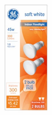 Indoor Floodlight Bulbs, 45 Watt, 2-Pk.