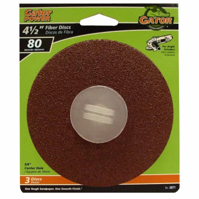 80-Grit Fiber Sanding Disc, 4.5 In., 3-Pk.