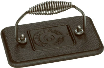 Grill Press, Seasoned Cast Iron, 6-3/4 x 4-1/2-In.