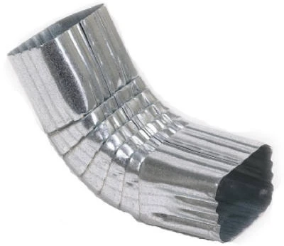 Front Gutter Elbow, Style A, 75 Degree, Mill Finish Galvanized Steel, 3 x 4 In.