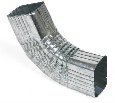 Front Gutter Elbow, Style B, 75 Degree, Mill Finish Galvanized Steel, 3 x 4 In.