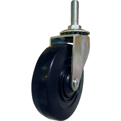 Rubber Wheel Caster, Threaded Stem, 4 In.