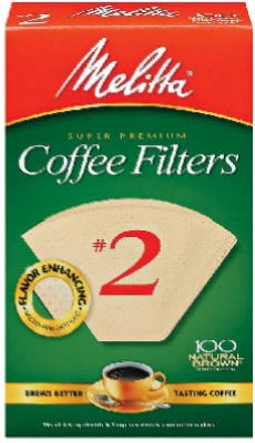 100 Count Natural Brown Cone Coffee Filters Size Number 2 by Melitta
