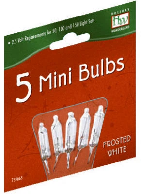 Mini Christmas Lights Replacement Bulb, 2.5-volt, Frosted White, 5-pk