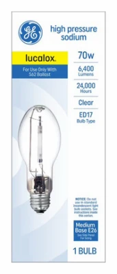 High Pressure Sodium Light Bulb, Medium Base HID, 70 Watt