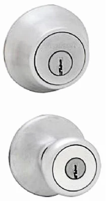 Security Tylo Entry Lockset And Single-Cylinder Deadbolt Combo Pack, Satin Chrome