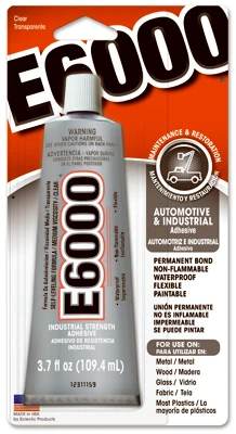 E6000 Industrial Adhesive, Clear, 3.7 oz.
