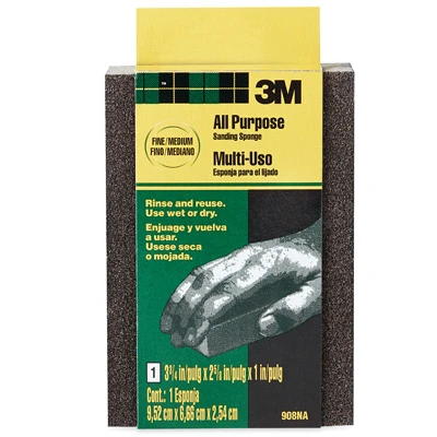 Fine/Medium Flexible Sanding Sponge, 3-3/4 x 2-5/8 x 1 In.