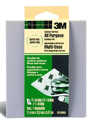 Contour Surface Sanding Sponge, Super Fine, 4.5 x 5.5 x 3/16 In.