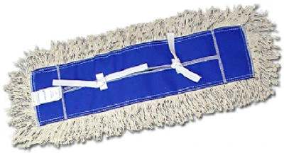 Janitorial Dust Mop Refill, Cotton Yarn, 36-inch With Blue Canvas Backing