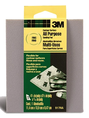 Contour Surface Sanding Sponge, Fine, 4.5 x 5.5 x 3/16 In.