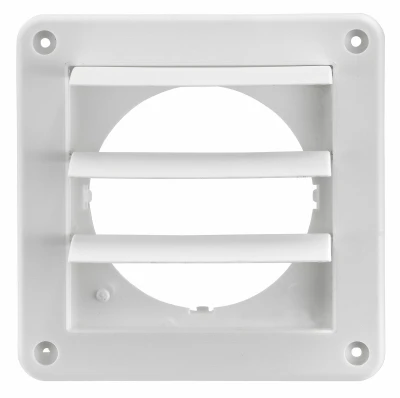 4 In. White Plastic Exhaust Wall Louvered Vent For Dryer And Bath Fan