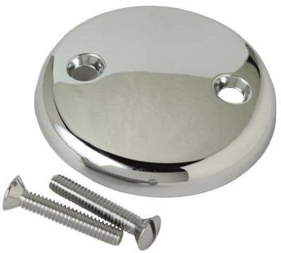 Chrome Tub Overflow Face Plate - 2 Hole Round With Screws