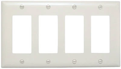 Pass and Seymour Four Gang Four Decorator Opening Nylon Wall Plate White