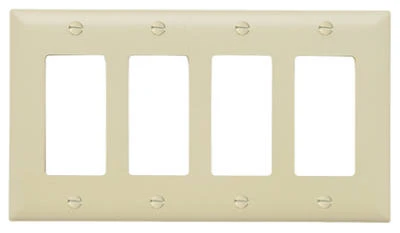 Pass & Seymour Ivory 4-Opening Nylon Wall Plate