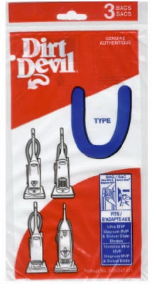 Dirt Devil, Style  U  Vacuum Cleaner Bags, 3-Pack