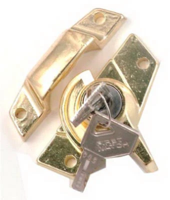 Window Sash Lock, Keyed, Polished Brass