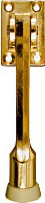 Doorstop, Wall-Mount, Kick-Down, Bright Brass, 5 In.