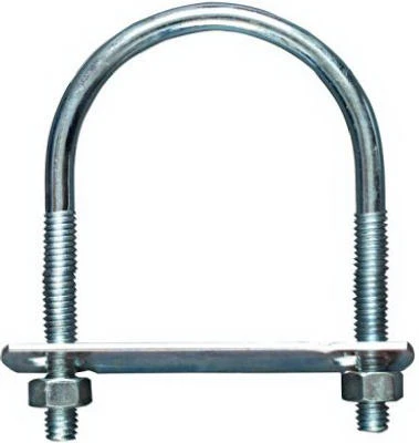 U Bolt with Plate & Hex Nuts, #642 Zinc, 3/8 x 2-1/2 x 4 In.