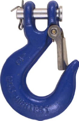 Clevis Slip Hook With Latch, Blue, 1/4 In.