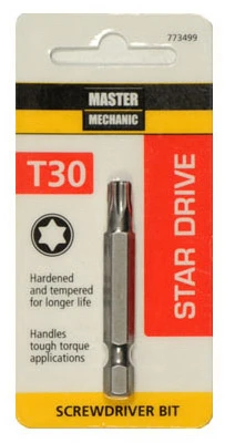 Torx T30 Screwdriver Bit, 2 In.