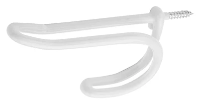 Hat & Coat Hook, Screw-In, White Vinyl-Coated Wire, 2-Pk.