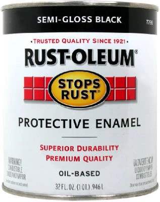 Stops Rust Black Semi-Gloss Oil-Based Paint, Qt.