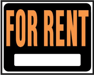 For Rent Sign, Black and Red, 15 x 19-In.