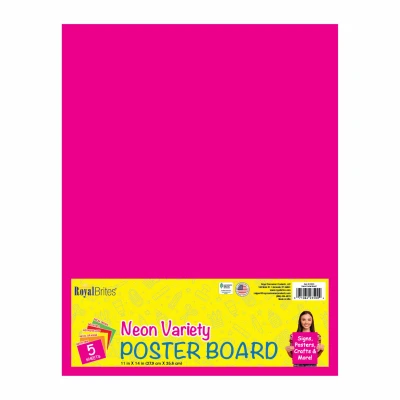 Neon Poster Board, Assorted Pack, 11 x 14 In., 5-Pk.