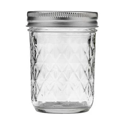 Quilted Crystal Glass Jelly Jars, Regular-Mouth, 8 oz., 12-Pk
