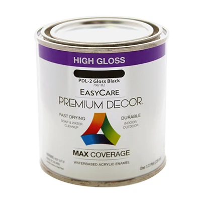 Premium Decor Black Gloss Enamel Paint, Quart - Durable Waterborne Formula