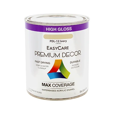 Premium Decor Ivory Gloss Enamel Paint, Quart - Durable Waterborne Formula