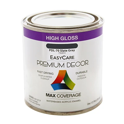 Premium Decor Slate Gray Gloss Enamel Paint, 1/2 Pint - Durable & Quick Drying