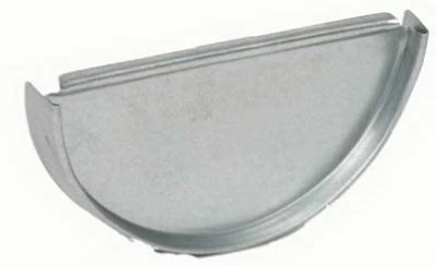 Half Round Galvanized Steel Gutter End Cap, 5 Inch Diameter