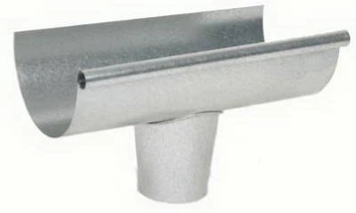 Gutter End With Drop Outlet, Galvanized, For Use With 5 In. Half Round Gutter