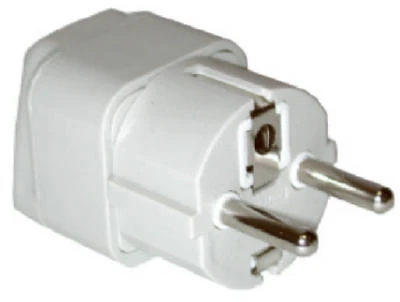 Grounded International Plug Adapter for Europe Middle East Africa Asia Caribbean Excluding Italy Switzerland