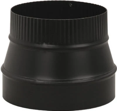 Black Stove Pipe Flue Reducer, Small Crimp End, 24 Gauge, 5 x 4 In.