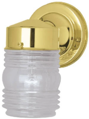 75-Watt Polished Brass Jelly Jar Wall Fixture