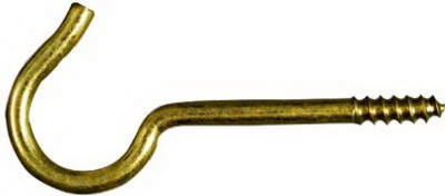 Ceiling Hook, Solid Brass, 3-3/8 In., 2-Pk.