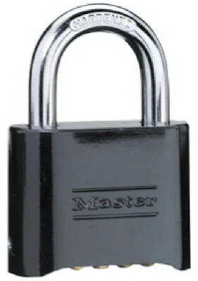 2-In. Combination Padlock, Black-Finish, Solid-Brass Case, Resettable