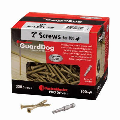 Deck Screws With Bit, Gold, 2 In., 350-Pk.