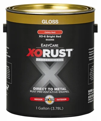 X-O Rust Premium Anti-Rust Enamel Paint, Gloss Bright Red, Oil-Based, 1 Gallon