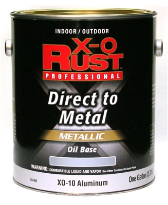 X-O Rust Interior/Exterior Anti-Rust Enamel, Gloss Aluminum, Oil-Base, Not VOC-Compliant, 1 Gallon