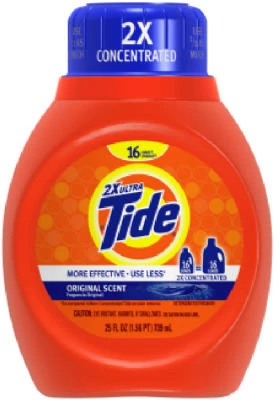 TIDE 2X Ultra Liquid Detergent, Regular Scent, 25-oz.