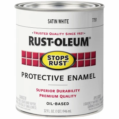 Qt. White Satin Rust Preventative Brush-On Paint