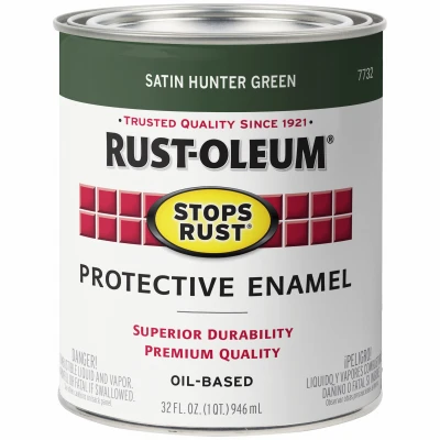Qt. Hunter Green Satin Rust Preventative Brush-On Paint